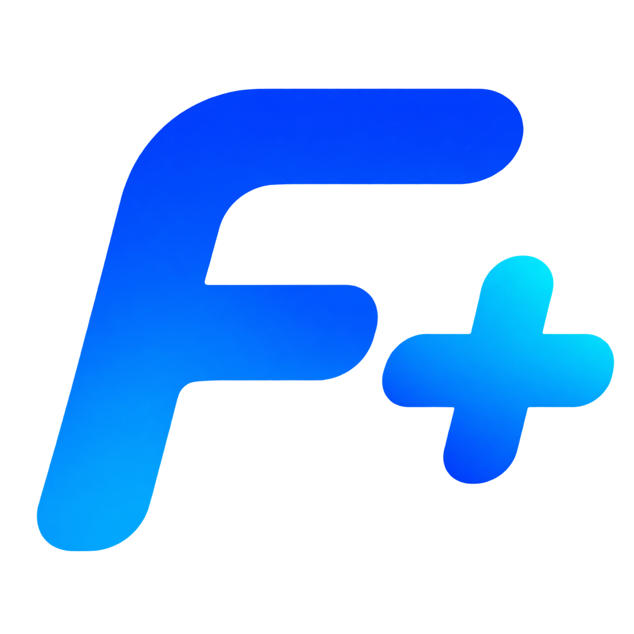 Símbolo FollowMais F+ em gradiente azul